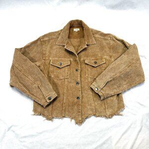 POL Corduroy Jacket Small Brown Cut-off UNIQUE